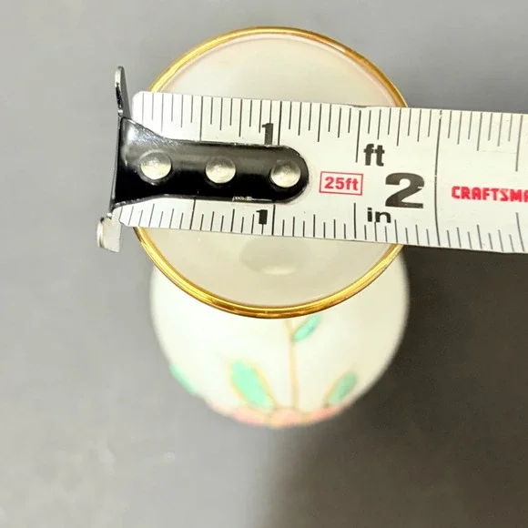 Vtg Satin Frosted Glass 8" Bud Vase Sugar Bead Floral Hand Painted Gold Trim - Picture 12 of 16